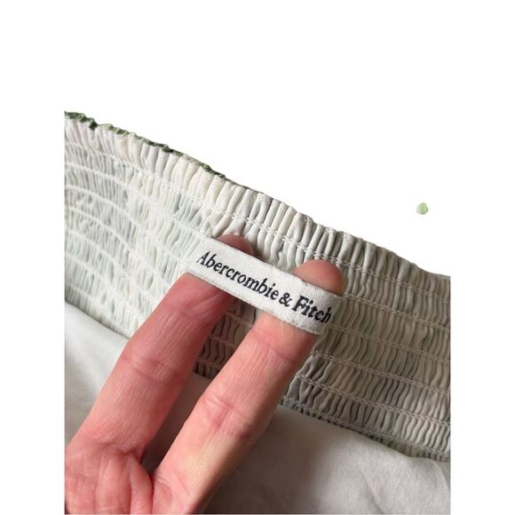 Abercrombie & Fitch Emerson Ruched Floral Mini Dress size M Cream Green - Picture 8 of 10